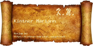 Kintner Mariann névjegykártya